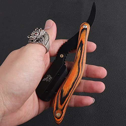 manual razors redwood handle shaver men's shaving razor professional barber Hair cut razor change blade type shaving knife Professional Straight Edge Razor with 20 both Edge Blades stainless blades…