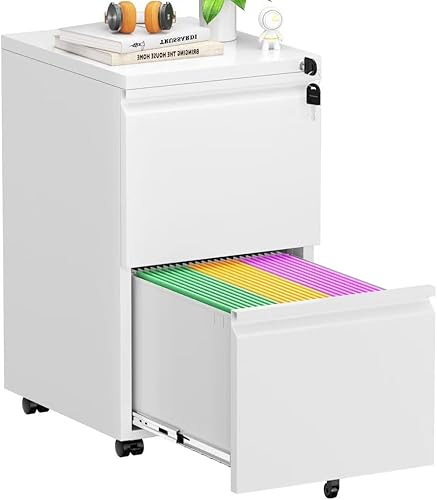 Superday Archivador de 2 cajones, archivador de metal con cerradura, archivadores pequeños con 2 cajones, archivadores para oficina en casa, tamaño