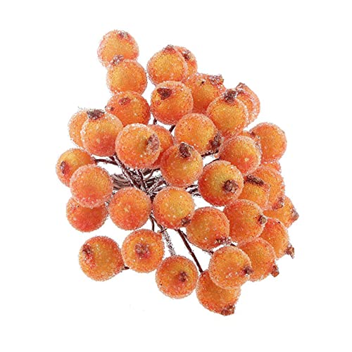 ARTIBETTER 200pcs Mini Christmas Frosted Fruit Artificial Flower Decor Holly Frosted Fruit berry glass bead