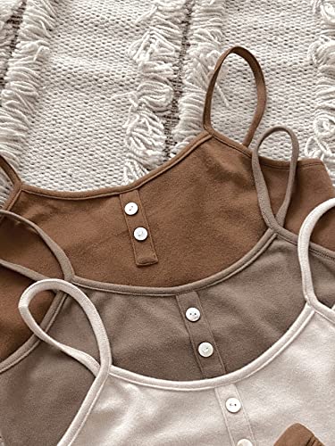 Shein Women's 3 Sets Sleeveless Button Front Crop Tank Tops And Tie Front Shorts Sleepwear Lounge Set Multicoloured Medium #TOP2