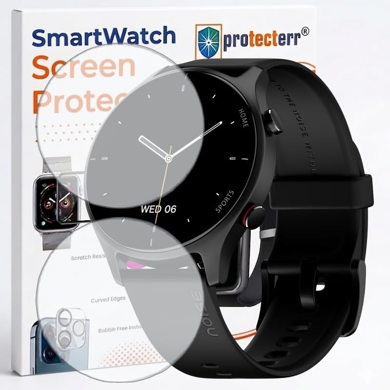 Image of 2-Pack Screen Protector for NoiseFit Twist 1.38 inch Smartwatch - Flexible TPU Screen Guard, HD Clear, Anti Scratch, Bubble Free, Full Coverage Film - Not Tempered Glass