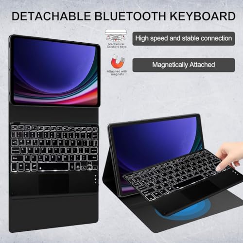 Image of Keyboard Case for OnePlus Pad 11.61 inch 2023 Folio Back Cover with Large Trackpad, 7 Color Backlit, Magnetically Detachable Wireless Keyboard, Pencil Holder, Multi-View Angle, Tri-Fold Design