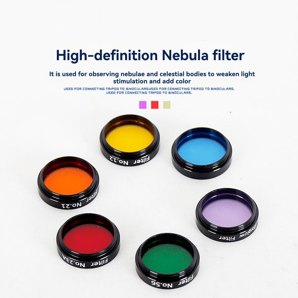 Juego de Filtros para Telescopio, Filtro de Nebulosa de Seis Colores con Caja de Aluminio, Filtro Lunar de 1,25 Pulgadas y 31,7 mm.