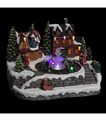 FEERIC LIGHTS & CHRISTMAS Pueblo de Navidad Fuente y niños 10 LED + Transformador