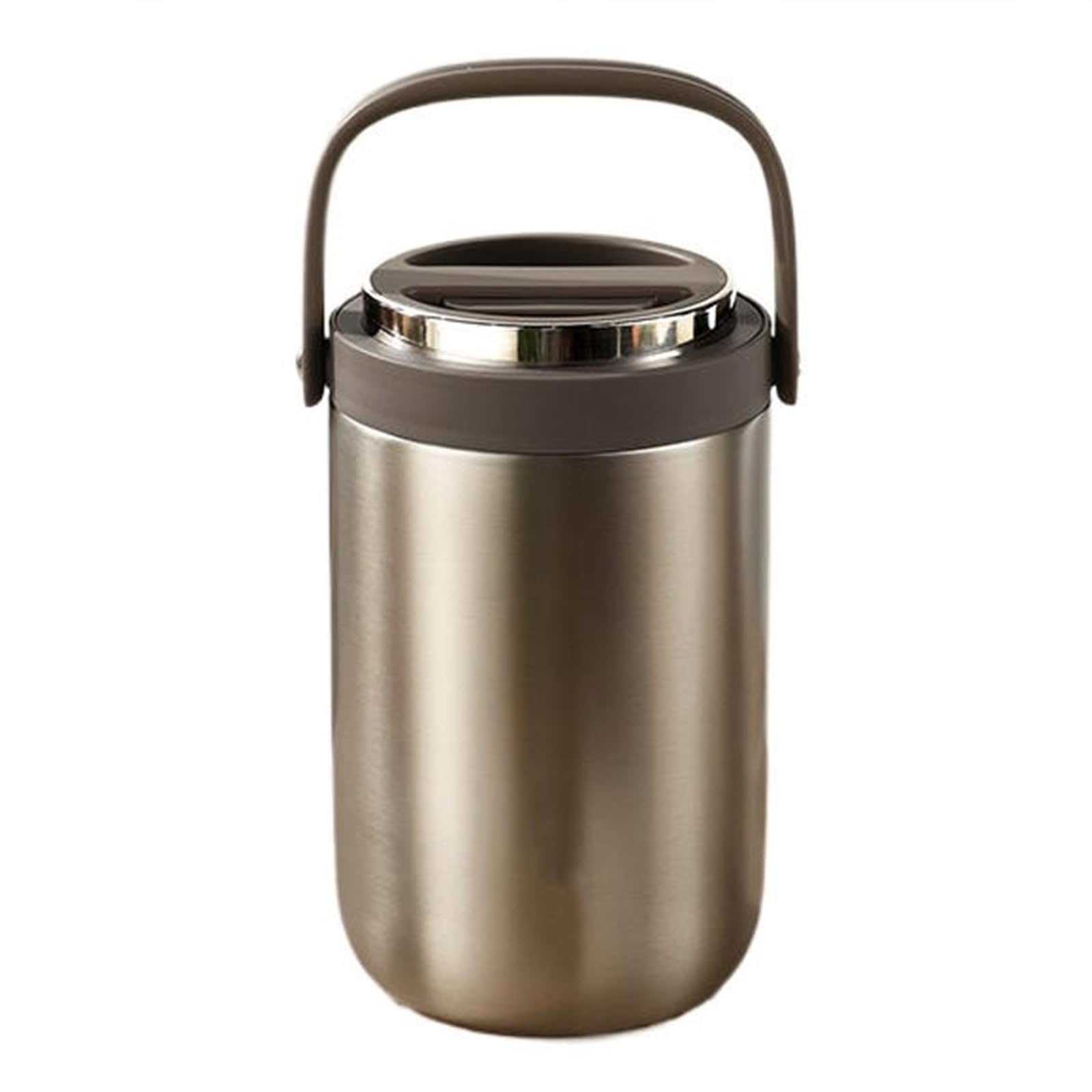 Contenedores térmicos almuerzo acero inoxidable, caja bento, recipiente calentar alimentos, con tapa asa transporte, aislamiento doble capa, for almuerzos escolares, oficina, sopas, gachas(Gray,2.7L)