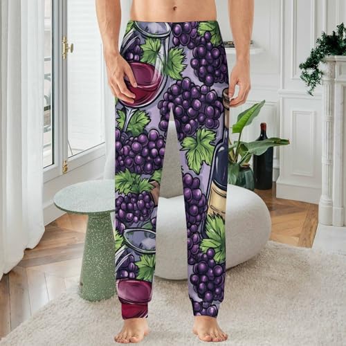 Wine Glasses Grape Bottles Men's Pajama Bottoms Sleep Lounge Soft Comfy Pants Sleepwear2