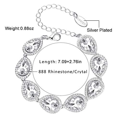 mecresh Flower Teardrop Clear Austrian Crystal Bracelet for White Day3