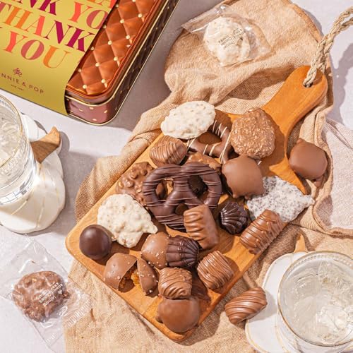 Image of Thank You Gift Basket, Chocolate Assortment Box, Employee Appreciation Day, Gourmet Candy Snack Foods, For Him & Her, Men, Women- Bonnie & Pop
