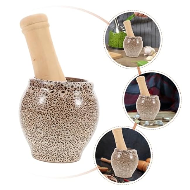 Stone Garlic Grinder Set Manual Garlic Mincer Pestle 100% Natural Stone Traditional Grinding Bowl for Kitchen and Household Use for Seasoning and Spice Preparation