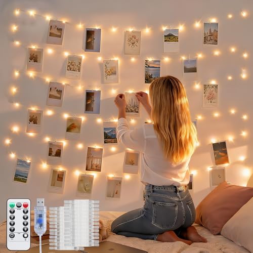 JMEXSUSS Photo Clips String Light 100LED 33ft Fairy Lights with 50 Clips