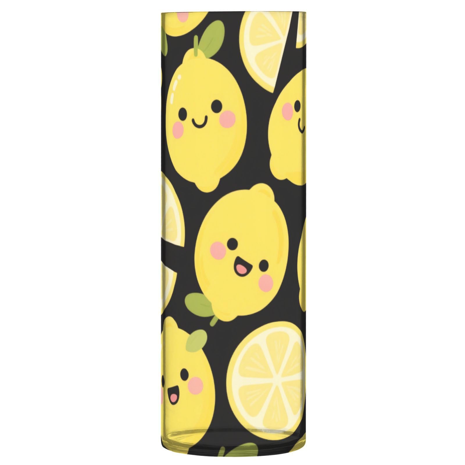 Vase en plastique jaune motif citron d'été pour sublimer la table de cuisine et l'entrée