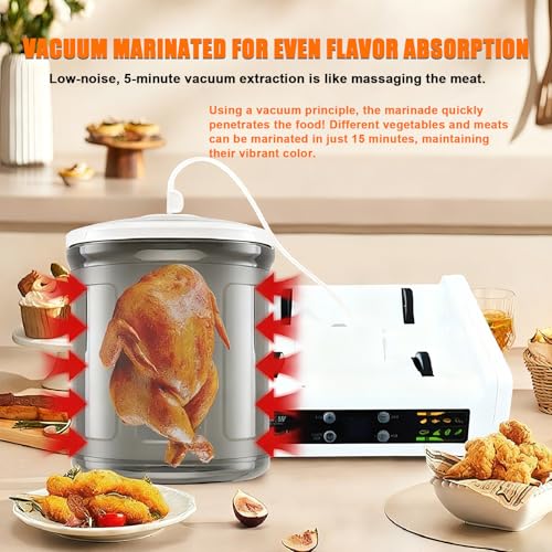 Marinador comercial para carne – Capacidad de 5 litros con temporizador de 10 horas y apagado automático para juntas de hamburguesas y familias