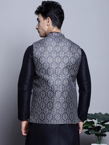 Image of Maple Clothing Men's Nehru Jacket Indian Traditional Vest Brocade Waistcoat Bandhgala Festive Wedding Outfit