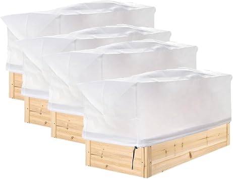 Rectangular Plant Covers Freeze Protection 2 Pack Winter Outdoor Garden Frost Blankets with Drawstring for Raised Bed, Planter Box, Potted Plants - White, 19.69 X 15.75 X 17.72 in