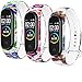 QHAN Compatible con Xiaomi Mi Band 4 Correa/Xiaomi Mi Band 3 Correa, Banda de Repuesto Reloj Silicona Coloridos para Xiaomi Mi Band 4 Pulseras Mujer Hombre (Flor Rosa/Flor púrpura/Mariposa)