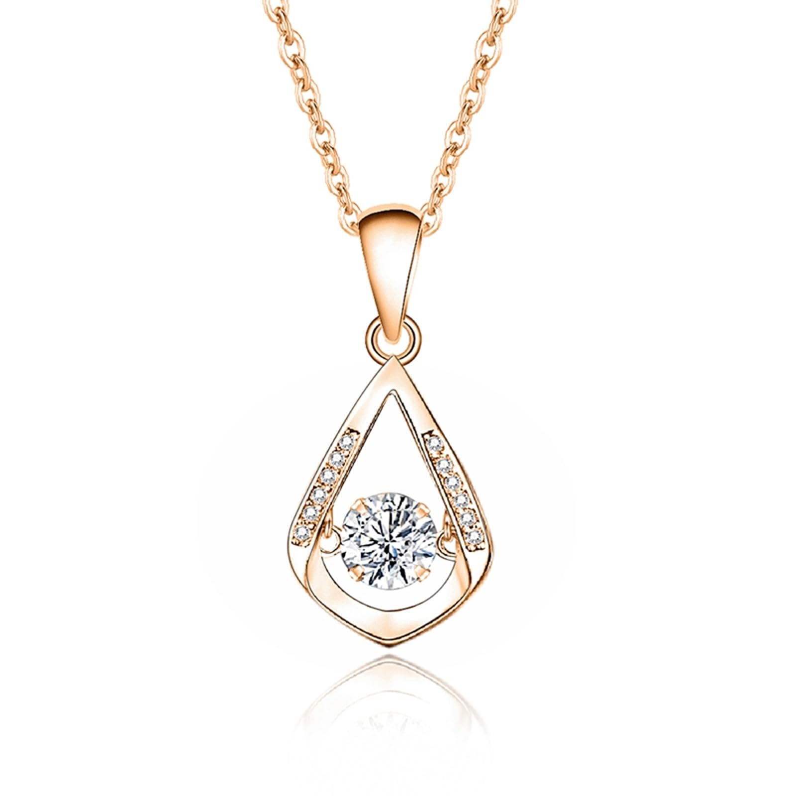 Charm zawieszka dla najlepszej przyjaciółki, elegancka zawieszka w kształcie kropli, unoszące się tło, łańcuszek rolo, łańcuszek na szyję z