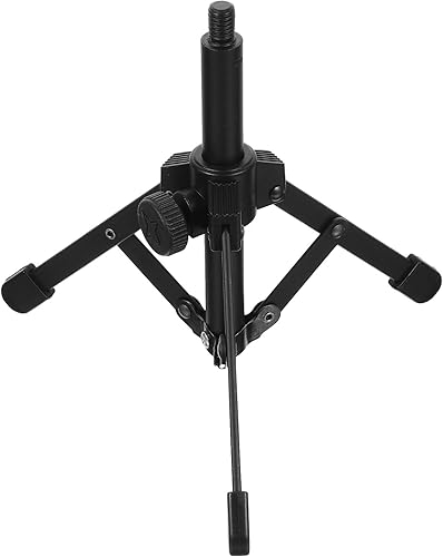 ABOOFAN Soporte de micrófono de escritorio de metal, soporte de trípode, soporte de micrófono de mesa compacto y estable para grabación de estudio y