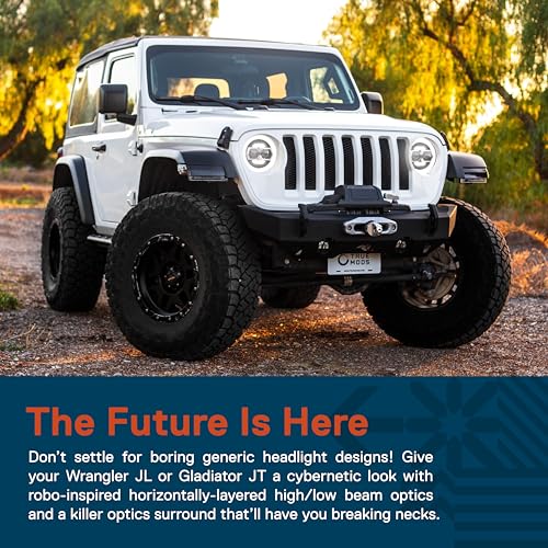 TRUE MODS 9 Inch Round LED Headlights Replacement for 2018-2025 Jeep Wrangler JL JLU Unlimited Gladiator JT Accessories [DOT Approved] [DUAL HALO DRL] Sealed Beam Front Head Light Lamp Bulb