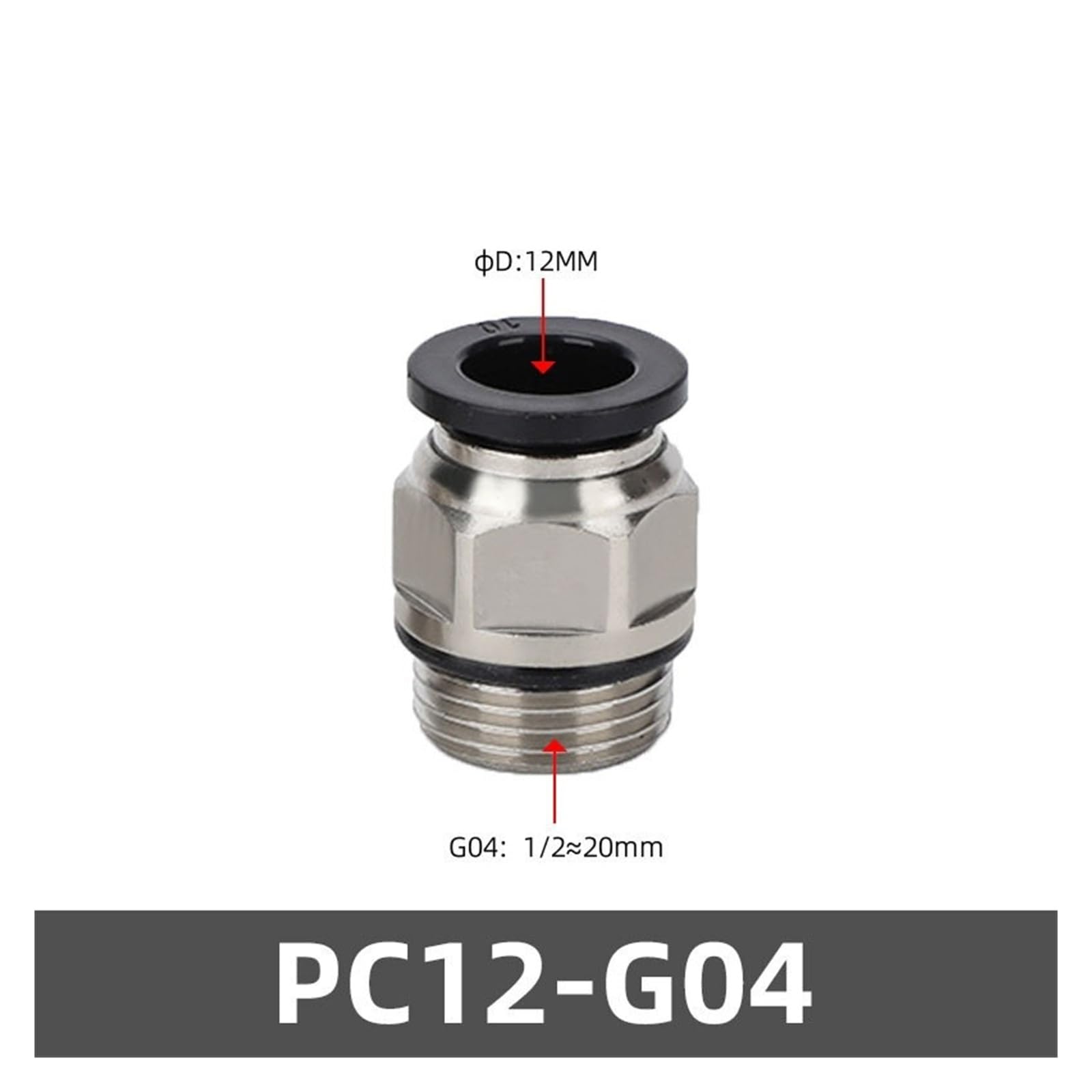 Szybkozłącze PC BSPP złączka 4/6/8/10/12mm rura z gwintem G1/8 G1/4 G3/8, 1/10/20 szt. do narzędzi pneumatycznych i wodnych(PC12-G04,20 PCS)