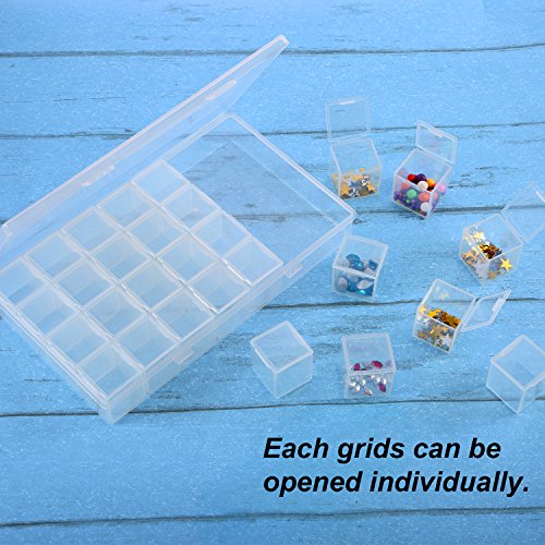 Image of TecUnite TecUnite Large Separate 28 Grids Diamond Embroidery Box Dividers Diamond Painting Accessory Storage Box Large Size for DIY Art Craft Jewelry Nail Accessory Storage and Organizer
