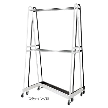新品■2段ハンガーラック重量1段両用120cm白色高さ変更可能キャスター付業務用 大容量2列の業務用ダブルハンガーラック・ストロンガー 幅