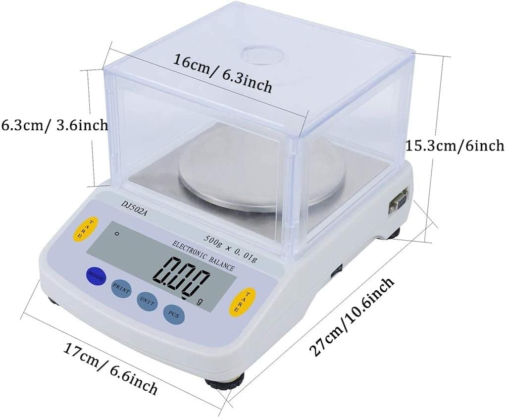 Bilancia analitica Elettronica con paravento 300 g 500 g 1000 g 1500 g Bilancia da Laboratorio di precisione 0,01 g 8 unità di conversione Display LCD Home