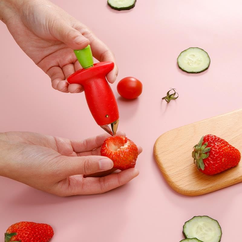 Miniatura 4 de Strawberry Huller - Juego de rebanador de frutas, rojoverde, herramienta de extracción rápida de fresa, herramientas de cocina y accesorios de