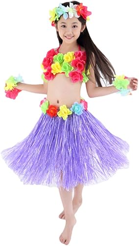Fighting to Achieve Disfraz hawaiano de baile de hula, 5 piezas para niñas..