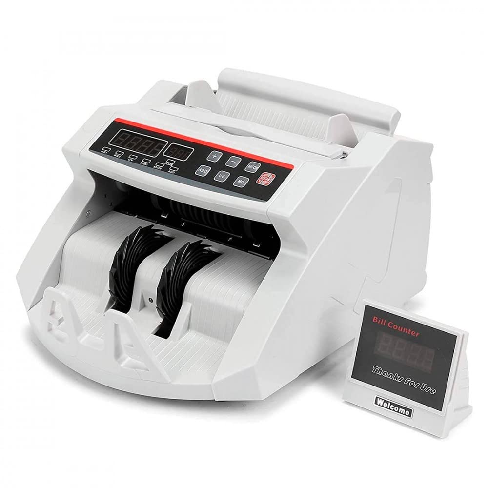 Mediawave Store - Conta Banconote Professionale con Rilevatore di Banconote False e Display Led, Contatore di Banconote per Tutte le Valute, Verifica Con Luce UV dei Falsi, 900 Banconote al Minuto