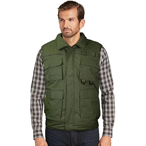 vkwear Men's Multi Pocket Zip up Military Fishing Hunting Utility Tactical Vest (Medium, Green) Cover