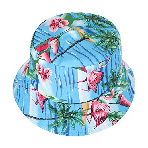 ZLYC Mujer Hombre Sombrero Pescador Flores Selva Sombrero del Cubo Gorro de Pescador (Palma de flamencos),Talla única