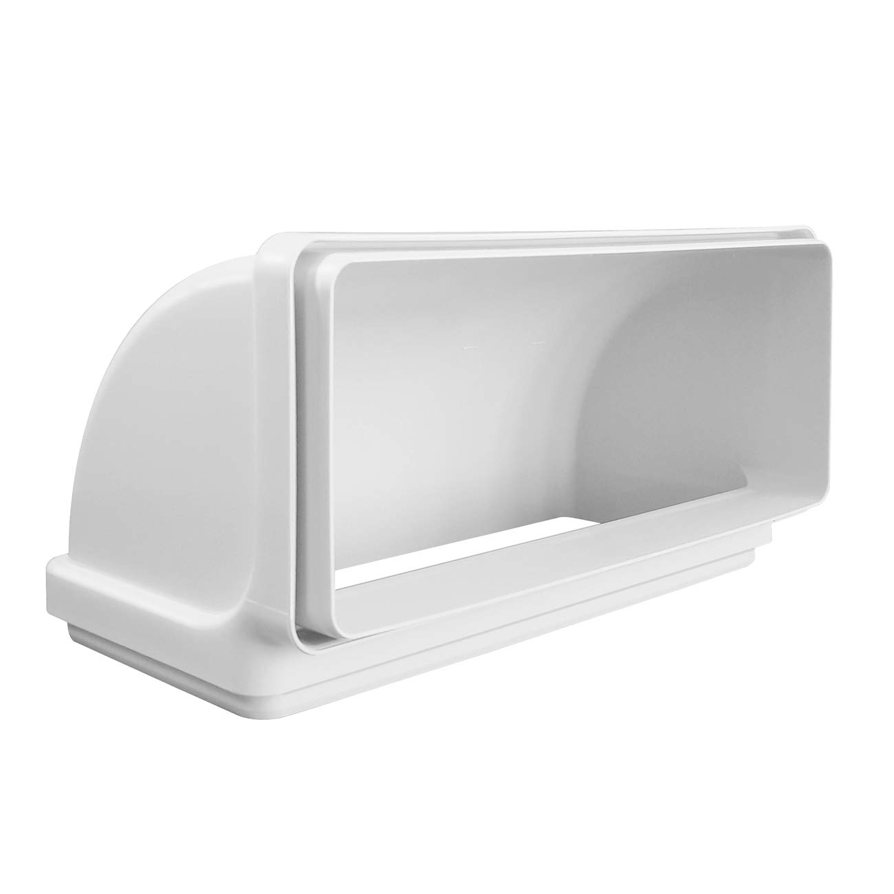 La CCV229B pionowy wygięty 220 x 90 mm ABS z wkładkami F/F do prostokątnych rur kolor biały