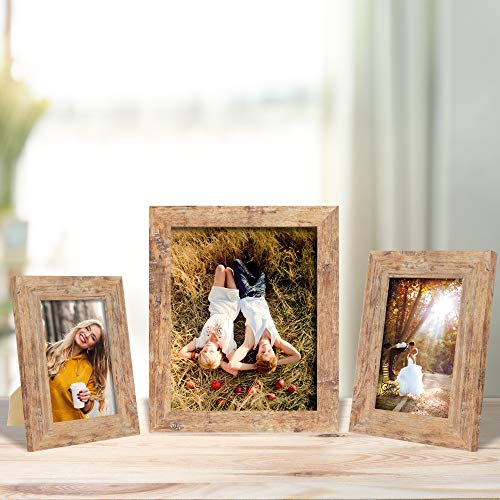Irahmen 4 Pack 5X7 Picture Frame Rustic Brown Set With High Definition Glass 5 X 7 Photo Frames For Desktop Display And Wall Mounting. thumb #3