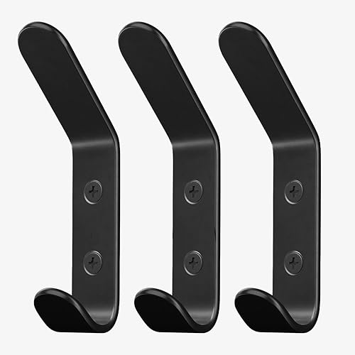 Miniatura 21 de Homeforia Ganchos de madera de nogal, madera de nogal de alta gama y metal negro para colgar en la pared, ganchos modernos de mediados de siglo