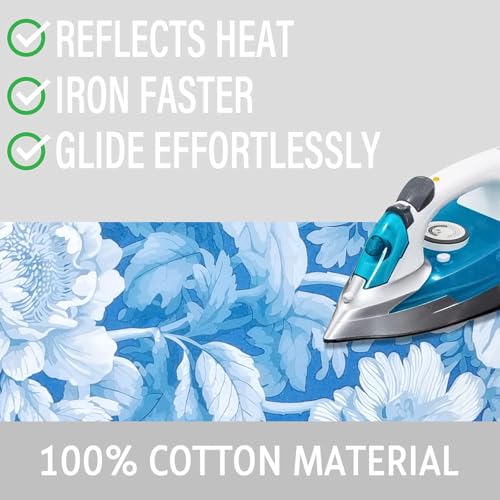 Image of Ironing Board Cover and Pad 15x54 Inch Standard Ironing Board Cover with Elastic Edge and Hook and Loop Fasteners Scorch and Stain Resistant Cotton Ironing Covers