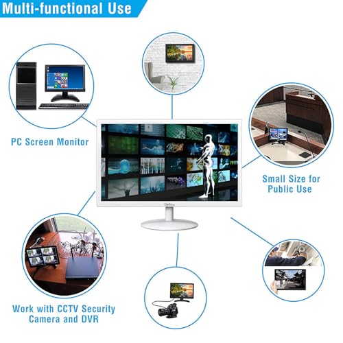 Image of 19inch White Monitor Display Screen Security Camera Monitoring | Multi-function interface BNC, HDMI, AV, VGA, USB, PC input CCTV Computer LCD monitors 1440x900 resolution