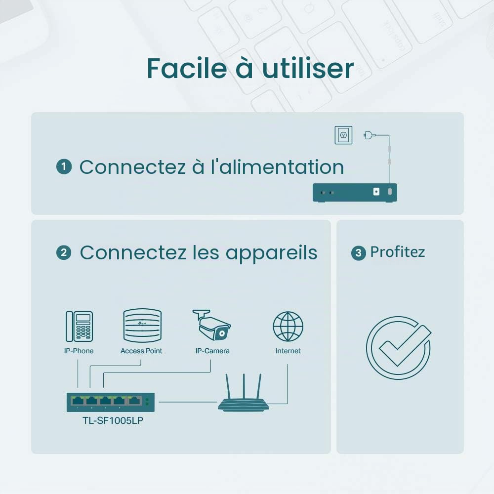 TP-Link Switch PoE 5 Ports RJ45, 4 Ports PoE+, TL-SF1005LP