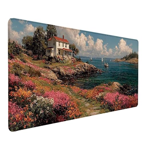 Tapis de souris XXL motif océan, une idée cadeau femme pour le bureau et PC