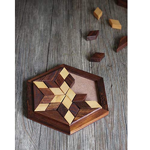 Image of Craftland Wooden Jigsaw /Puzzle 30- Pieces Star Shape Plate Board Game for Kids /Adults for Fun /challenging /Brain Teaser Game.