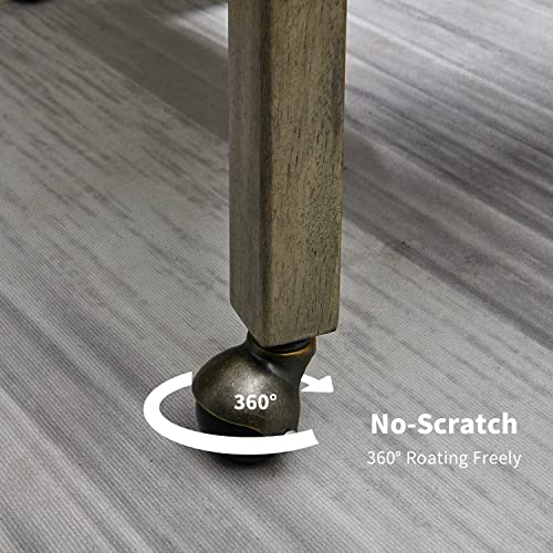 LEEMTORIG-Dining-Chairs-with-Casters-and-Arms-Accent-Kitchen-Table-Chairs-with-Wheels-Roller-Poker-Table-Chairs-Wooden-Game-Table-Chairs-Captains-Chair-Grey-Legs-Ivory-SY-1318-WT