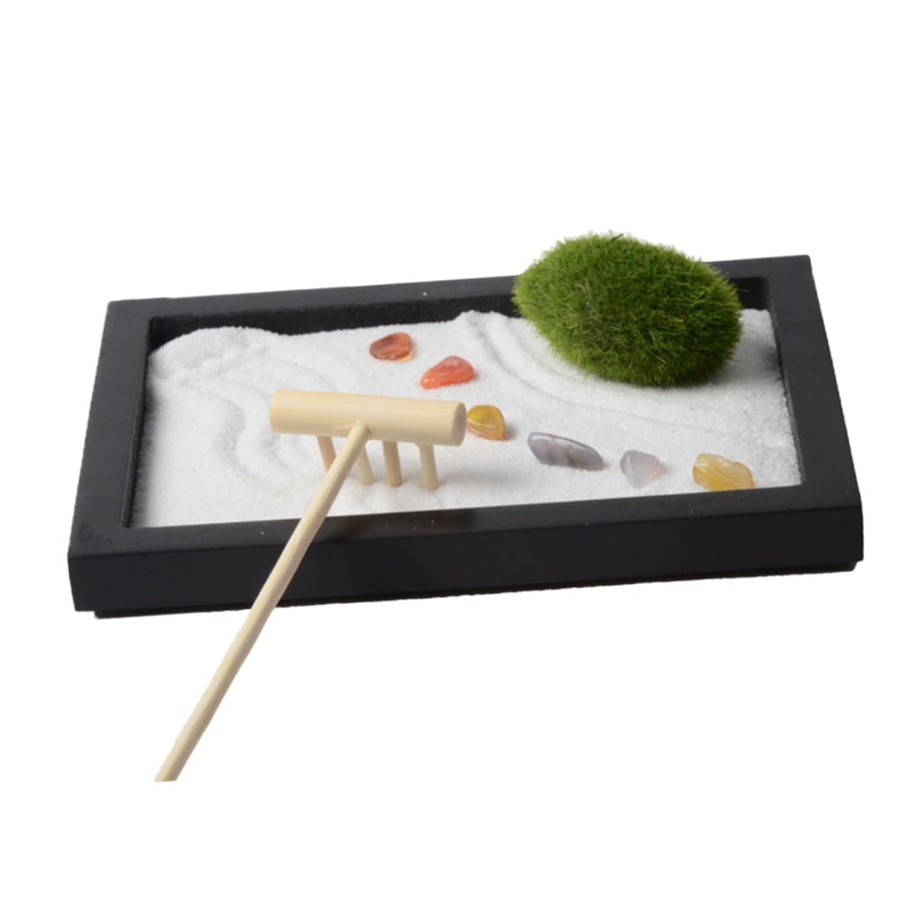 Kisangel Meditation Garden Miniature Landscape Zen Sand Table Decoration with Simulation Moss for Home and Office Elegant Desk Accessories for Relief and Peaceful Atmosphere