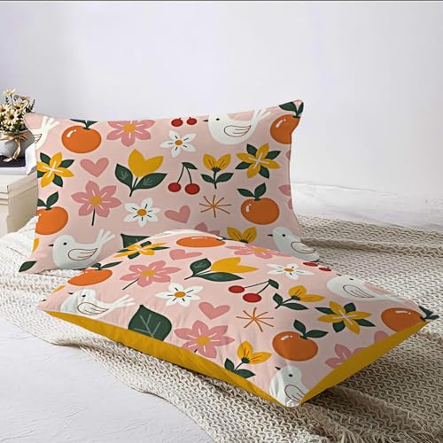 Housse de couette fille rose microfibre haute densité avec 2 taies - 7