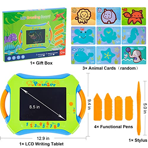 LCD Writing Tablet for Kids Colorful Doodle Board for Toddlers 8.5 inch Erasable Reusable Drawing Pad for Kids Educational Learning Toys Gift for Boys Girls (Green) - Thumbnail 2