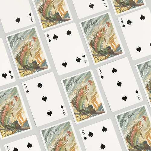 Baraja Michigan Underwater Trout, 52 cartas tamaño póker miniatura 4