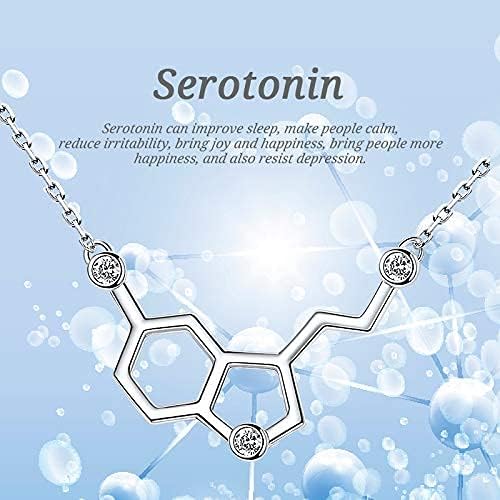 Christmas Gift for Women 925-Sterling-Silver Hormone Serotonin-Molecule neckalce - Caffeine Molecule dopamine Pendent Necklace for Teacher, Professor, Chemistry Graduates, Science Jewelry Lovers (18K-Gold-Plated) - Image 3