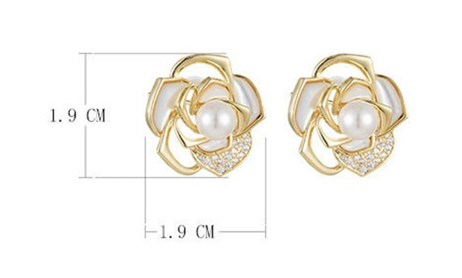 JINSHENGXIN Stud Earrings Fashion Light Luxury Rose Earrings Real Gold Plated Earrings
