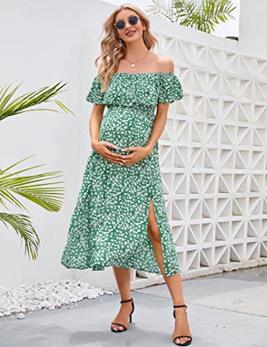 Image of Maternity Dress Women's Off Shoulder Split A Line Casual Maxi Dress Photography Dress for Babyshower