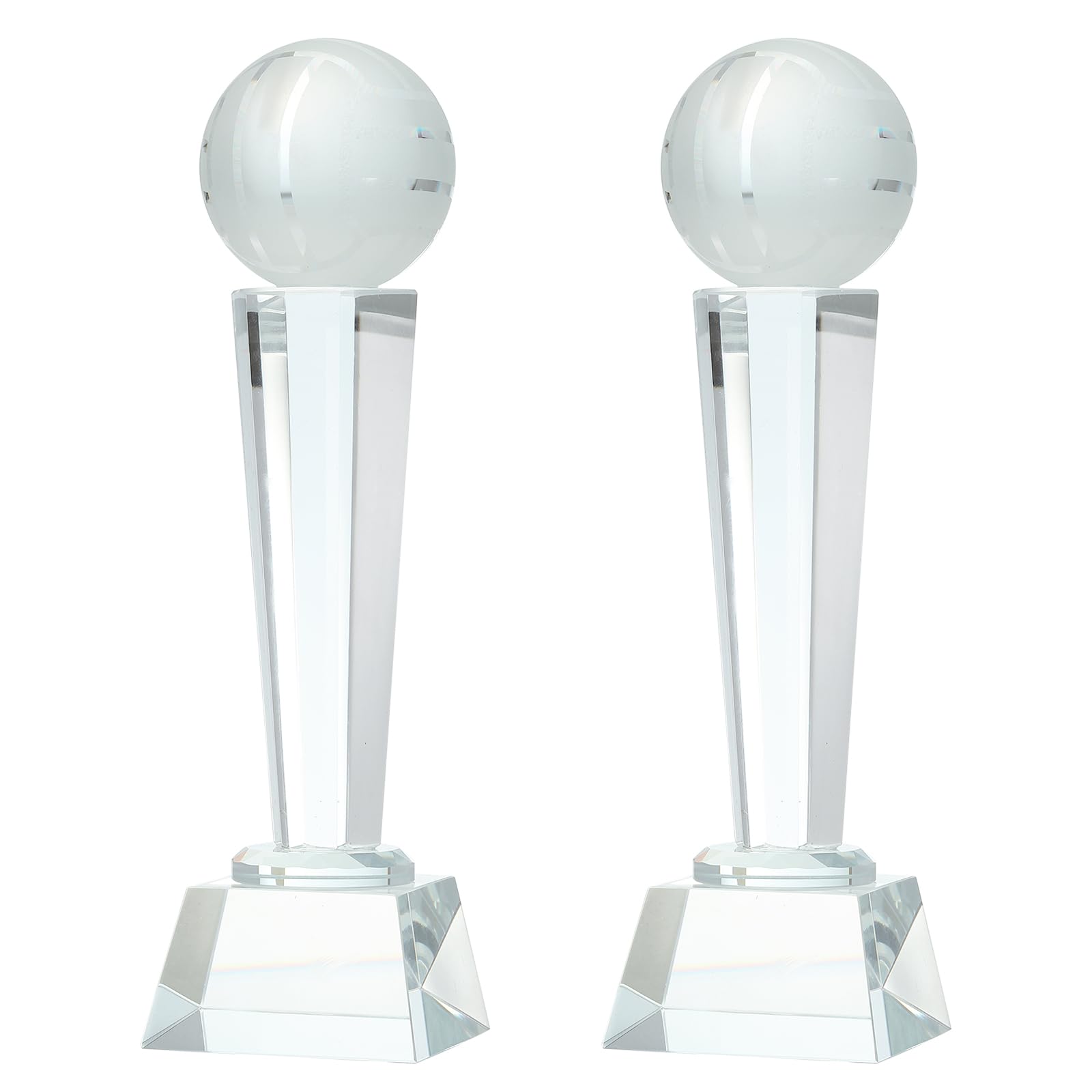 QUARKZMAN Kristallglas Trophäe Mit Box 9 X 2.8 Zoll 2 Stück Volleyball Champions Auszeichnung Für Desktop Tischdekoration Turniere Sportwettbewerbe Briefbeschwerer Klar