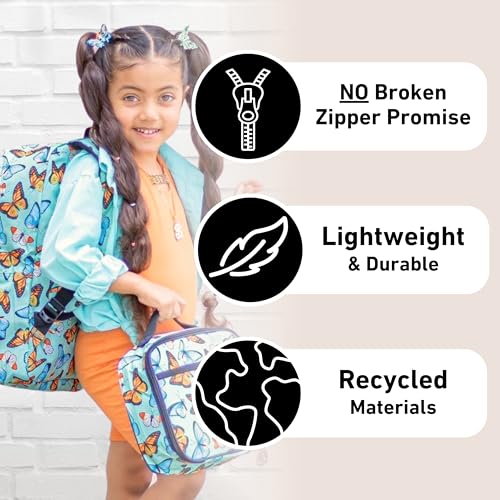 Image of Fenrici Butterfly Backpack for Girls, Teens, Girls' Backpack for School, Kids' Bookbags with Padded Laptop Compartment, Butterfly, Monarch Green, 17 Inch