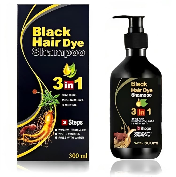 Image of Herbal 3 In 1 Hair Dye Instant Black Hair Shampoo For Women & Men 100% Coverage Shampoo 300Ml (Black)
